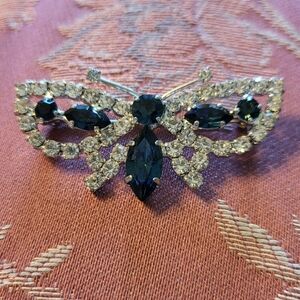 Vintage Rhinestone Butterfly Brooch